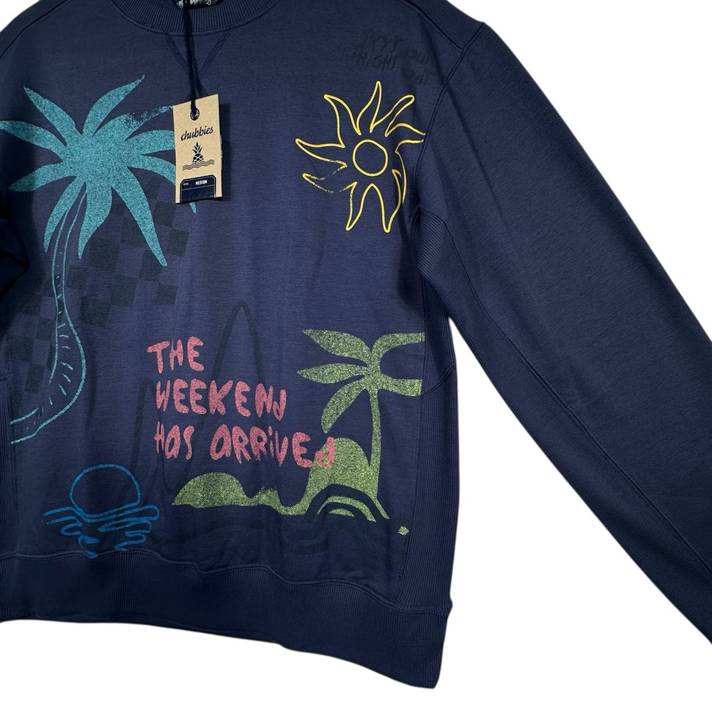 Chubbies Men's Soft Terry Crewneck The Sketchy Blue Sweat Shirt Size Medium - Picture 2 of 8